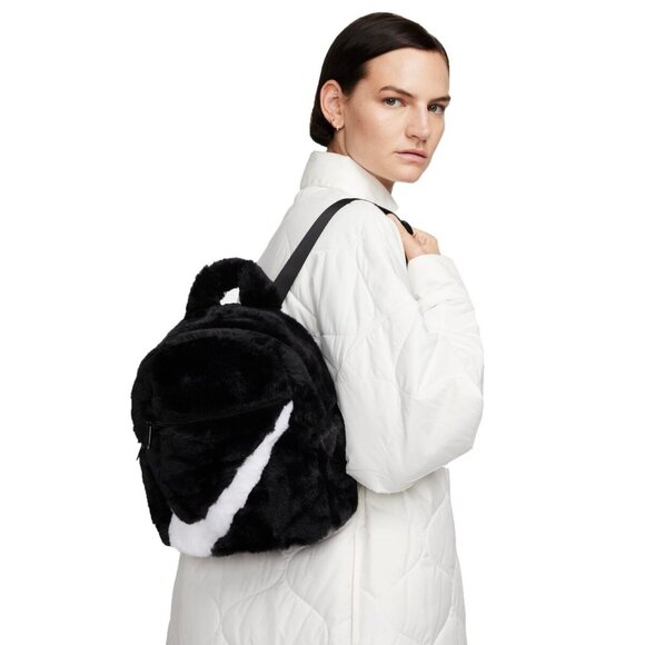 Nike Faux Fur Small (MINI) Backpack Black & White FB3049-010 NWT main image 9